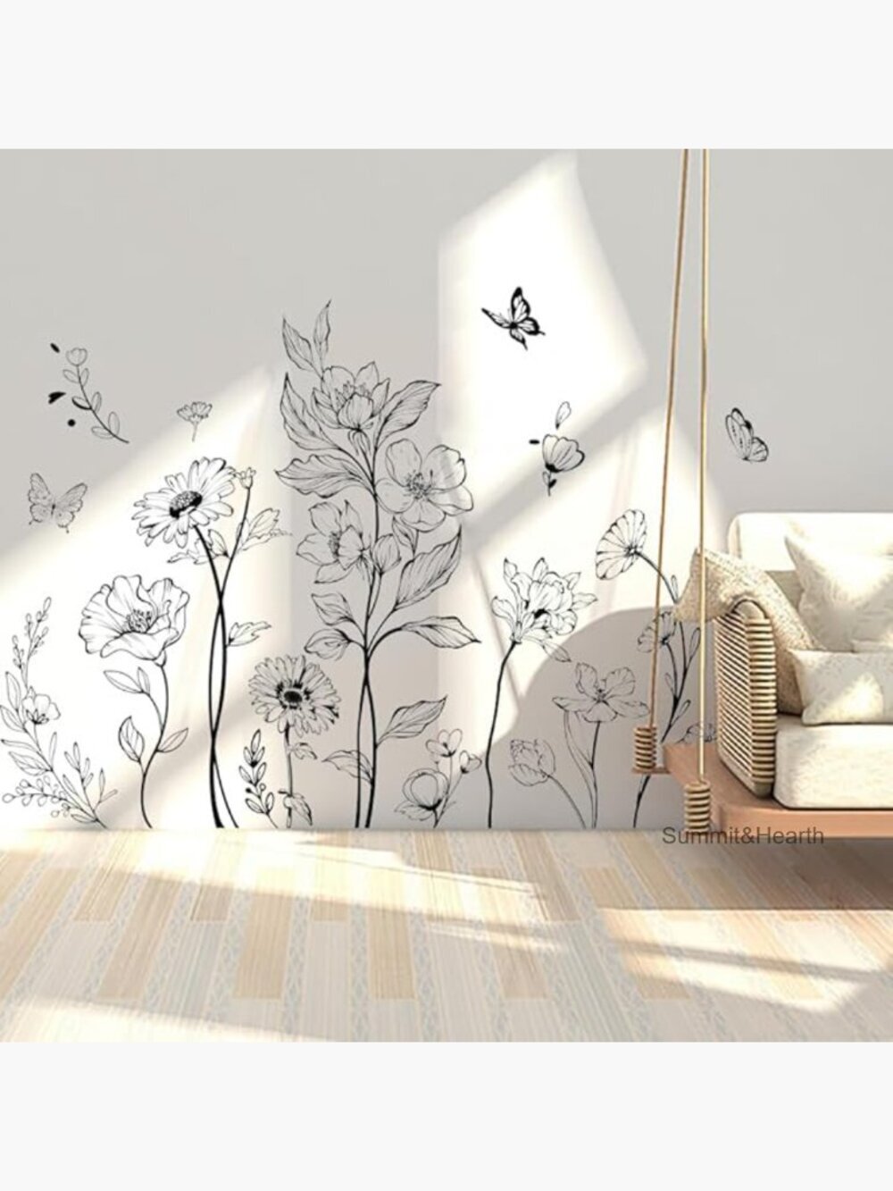 Boho Vinyl Wall Decals Wildflower Floral Stickers Nursery Decor